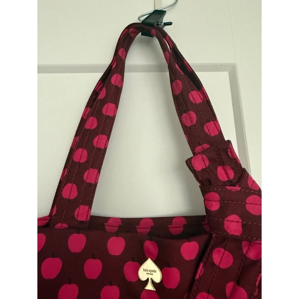 Kate Spade New York Flatiron Sophia Grace Apple Print Nyon Diaper Tote Bag Knot